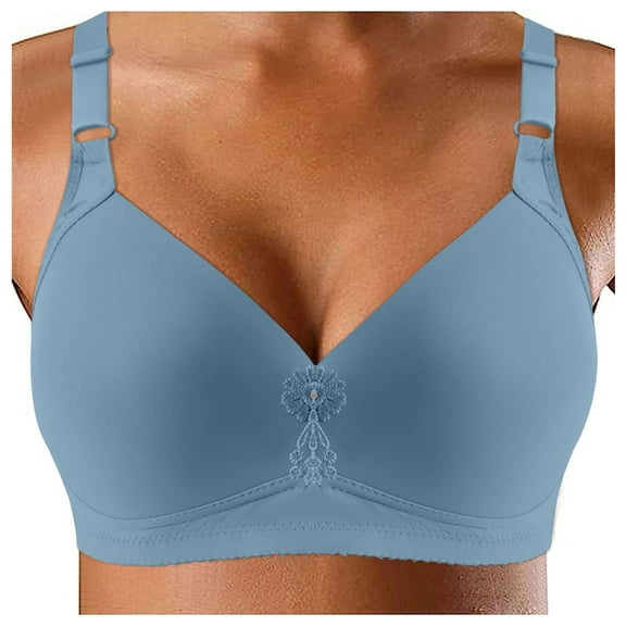 Sngxgn Wireless Bra with S upport for Women Seamless Bra Full Coverage Bra(Sky Blue,50)
