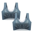 thumbnail image 1 of Sngxgn Wireless Bras for Women Comfort Full Coverage T-Shirt Bra Lightly Lined Push up Bra V-Neck Bralettes for Ladies(Blue,L), 1 of 5