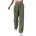 thumbnail image 1 of Sngxgn Woman Pants Women Casual Pants Solid Drawstring Elastic Waist Long Straight Pants(Green,XL), 1 of 8