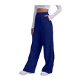 thumbnail image 1 of Sngxgn Woman Pants Women Casual Pants Solid Drawstring Elastic Waist Long Straight Pants(Navy,M), 1 of 7
