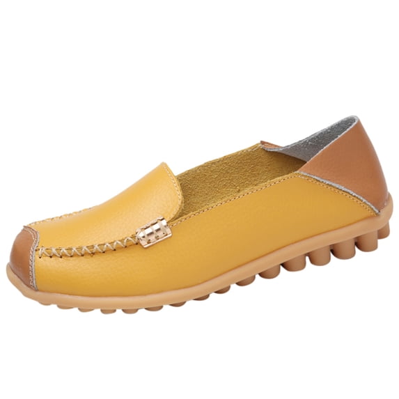 Sngxgn Women’s Flat Shoes Dress Shoes Slip On Walking Flats Shoes for Woman Casual Comfort Soft(Yellow,38)