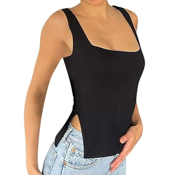 Sngxgn Women Basic Crop Tank Tops Sleeveless Sport Crop Top(Black,M)