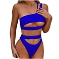 thumbnail image 1 of Sngxgn Women Bikini Set Solid Color Triangle Two Piece Swimsuit(Blue,L), 1 of 7