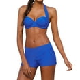 thumbnail image 1 of Sngxgn Women Bikini Set Solid Color Triangle Two Piece Swimsuit(Blue,L), 1 of 5