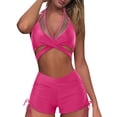 thumbnail image 1 of Sngxgn Women Bikini Set Solid Color Triangle Two Piece Swimsuit(Hot Pink,M), 1 of 6