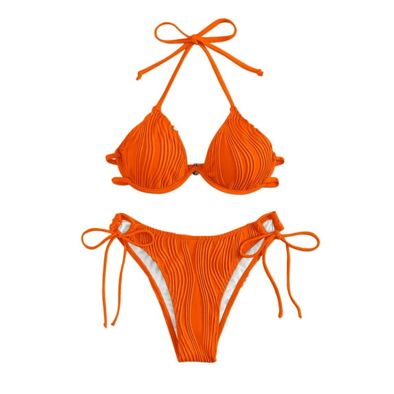 Sngxgn Women Bikini Set Solid Color Triangle Two Piece Swimsuit(RD2,L)