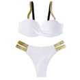 thumbnail image 1 of Sngxgn Women's Floral Print Swimwear Drawstring Swimsuit(White,S), 1 of 5