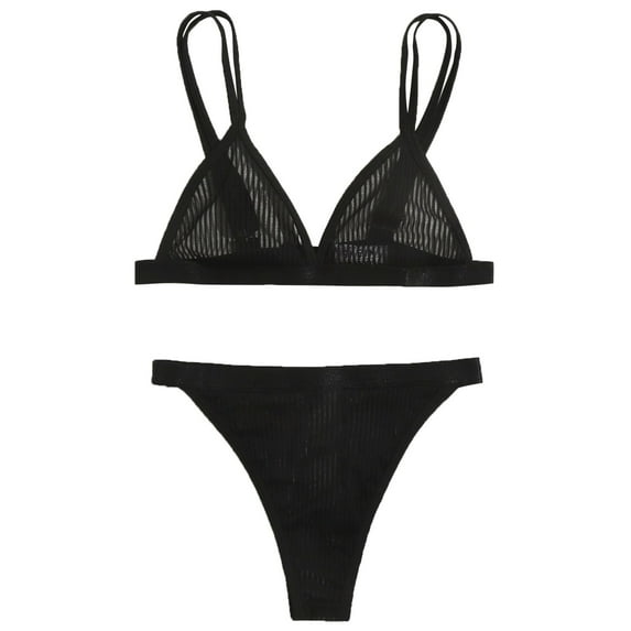 Sngxgn Women Bodysuit Sheer Lace Trim Lingerie Strappy Back Mesh Teddy Deep V Halter Underwear(Black,S)