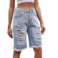 thumbnail image 1 of Sngxgn Women Casual Cotton Shorts Drawstring Comfy Elastic Waist Shorts Summer Pull On Short with Pockets(Blue,L), 1 of 9