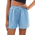 thumbnail image 1 of Sngxgn Women Casual Cotton Shorts Drawstring Comfy Elastic Waist Shorts Summer Pull On Short with Pockets(Sky Blue,M), 1 of 4