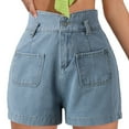 thumbnail image 1 of Sngxgn Women Casual High Waisted Denim Shorts Frayed Raw Hem Ripped Jeans Shorts(Blue,M), 1 of 6