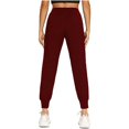 thumbnail image 1 of Sngxgn Women Casual Solid Drawstring Elastic Waist Long Straight Pants(Red,XL), 1 of 7