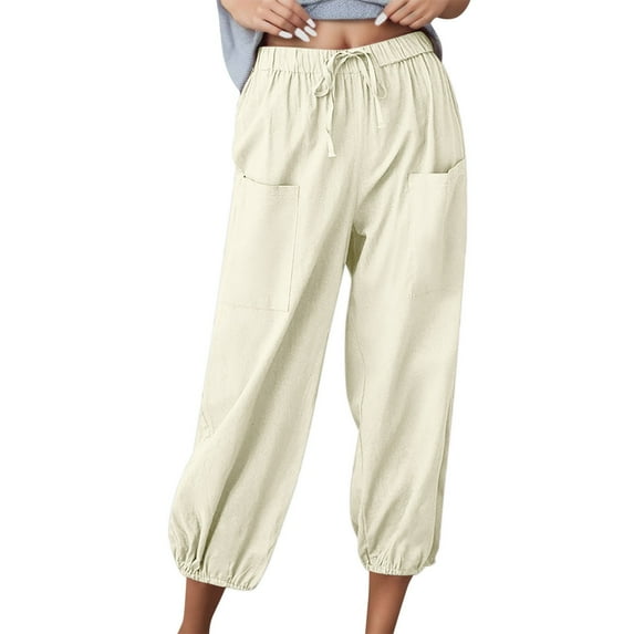 Sngxgn Women Casual Stretchy Pants Work Pants Straight Leg Trousers with Pockets(Beige,XXL)