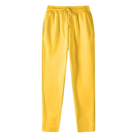 Sngxgn Women Casual Stretchy Pants Work Pants Straight Leg Trousers with Pockets(Yellow,S)