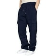 thumbnail image 1 of Sngxgn Women Clothing Women's Tethered Straight Cargo Pants Straight Wide Leg Loose Casual Trousers Casual Pants for Women(Navy,M), 1 of 9
