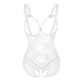 thumbnail image 1 of Sngxgn Women Deep V-neck Backless Halter Underwear Jumpsuit Lace Gauze Lingerie(White,XXXL), 1 of 2