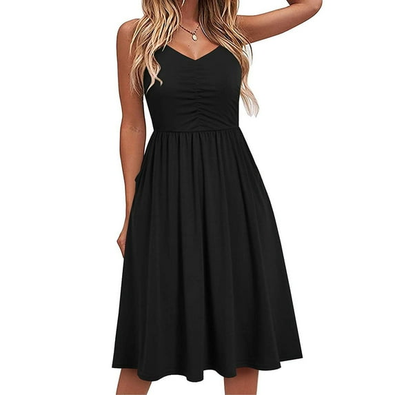Sngxgn Women Full Slip for Under Dresses Adjustable Spaghetti Strap Sleeveless Dress Women's Slip Long Dress(Black,L)