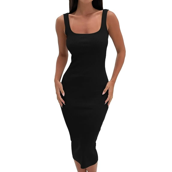 Sngxgn Women Full Slip for Under Dresses Adjustable Spaghetti Strap Sleeveless Dress Women's Slip Long Dress(Black,L)