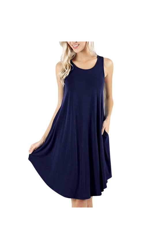 Women Full Slips Sexy Chemise V Neck Straight Dress(Blue,XXL)
