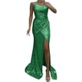 thumbnail image 1 of Sngxgn Women Full Slips Sexy Chemise V Neck Straight Dress(Green,S), 1 of 6