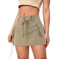 thumbnail image 1 of Sngxgn Women High Elastic Waist Pleated Skirt Mini Swing A-line Skirts(Khaki,S), 1 of 4