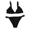 thumbnail image 1 of Sngxgn Women High Waisted Bikini Set Swimsuit Scoop Neck Cheeky Bathing Suit(Black,L), 1 of 7