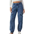 thumbnail image 1 of Sngxgn Women High Waisted Stretch Jeans Straight Wide Leg Denim Pants(Blue,XL), 1 of 5