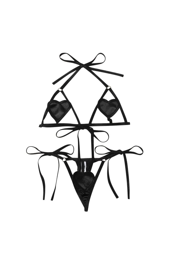 Women Lingerie Lace Bodysuit Deep V Nightgown(Black,One Size)