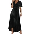 thumbnail image 1 of Sngxgn Women Long Sleeve Deep V Neck Loose Plain Long Maxi Casual Dress(Black,M), 1 of 5
