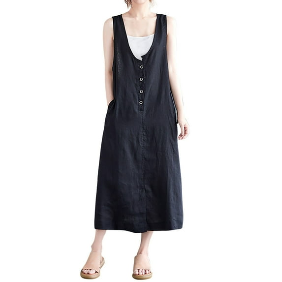 Sngxgn Women Long Tank Tops Ankle Length Maxi Dress Bodycon Sleeveless Racerback(Black,L)