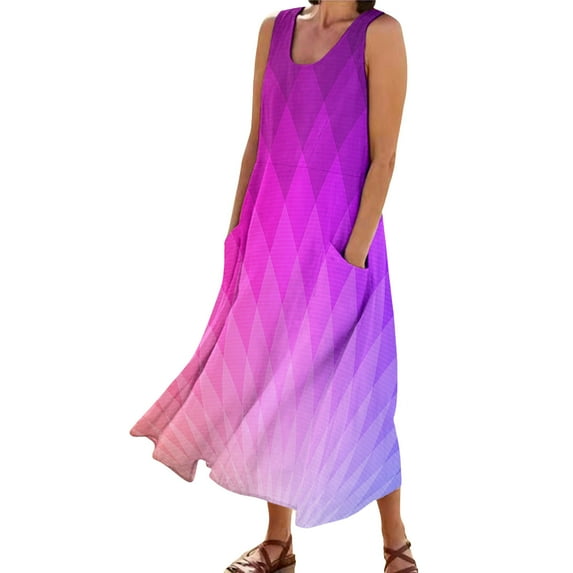 Sngxgn Women Long Tank Tops Ankle Length Maxi Dress Bodycon Sleeveless Racerback(Hot Pink,L)