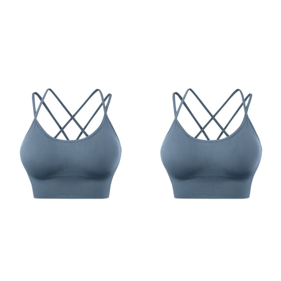 Sngxgn Women Open Back Strappy Sports Bra Workout Bra(Blue,M)