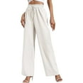 thumbnail image 1 of Sngxgn Women Pants Casual Straight Leg Comfy Drawstring Lounge Running Long Active(White,L), 1 of 5