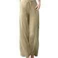 thumbnail image 1 of Sngxgn Women Pants High Waisted Pants Trousers Wide Leg Casual Pants Pockets(Khaki,S), 1 of 4