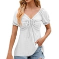 thumbnail image 1 of Sngxgn Women Short Sleeve Deep V Neck Tops Shirts Fitted Summer Tshirt(White,XXL), 1 of 4