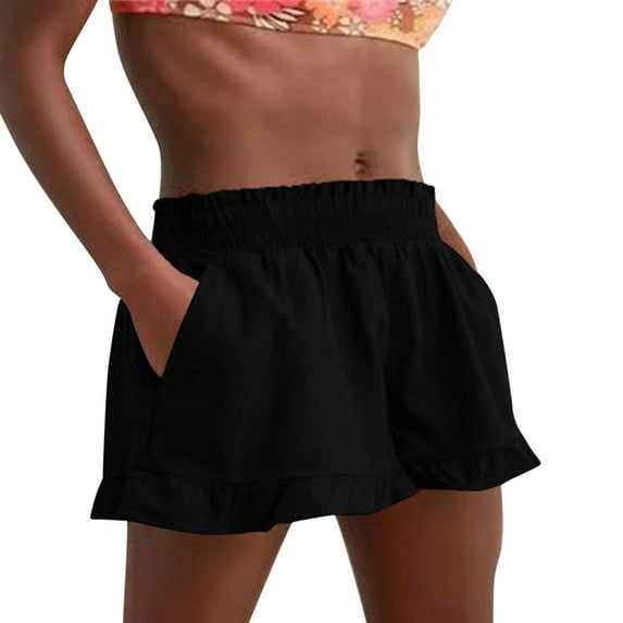 Sngxgn Women Shorts Fashion Women Drawstring Casual Pocket Loose Sports Pants(Black,XXL)