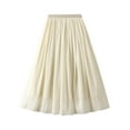 thumbnail image 1 of Sngxgn Women Skirt Vintage High Waist Pleated Skirt(Beige,One Size), 1 of 7