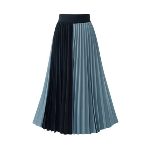 Sngxgn Women Skirt Vintage High Waist Pleated Skirt(Blue,One Size)
