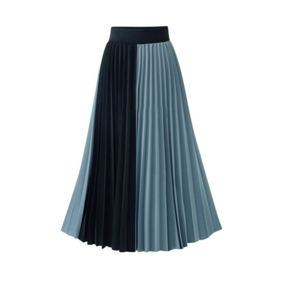 Sngxgn Women Skirt Vintage High Waist Pleated Skirt(Blue,One Size)