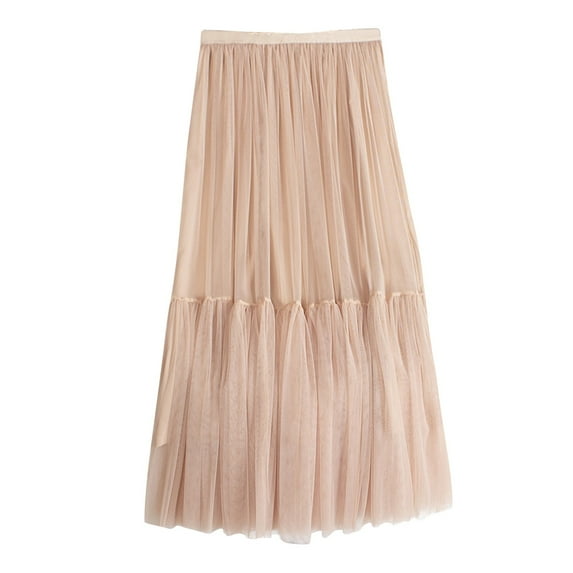 Sngxgn Women Skirt Vintage High Waist Pleated Skirt(Khaki,One Size)