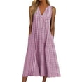 thumbnail image 1 of Sngxgn Women Sleeveless Deep V Neck Loose Plain Long Maxi Casual Dress(Pink,S), 1 of 5