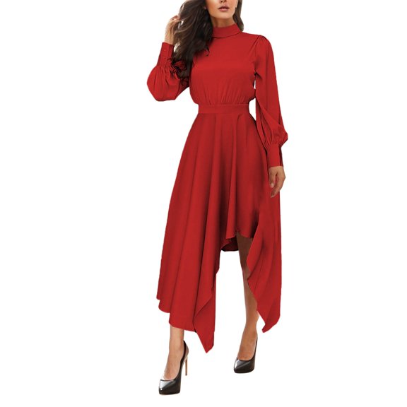 Sngxgn Women Sleeveless Deep V Neck Loose Plain Long Maxi Casual Dress(Red,M)
