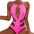 thumbnail image 1 of Sngxgn Women Ruffle Swimsuits Ruched Tummy Control Bathing Suits(Pink,XL), 1 of 9
