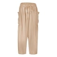 thumbnail image 1 of Sngxgn Women Solid High Elastich Pants Skinny Casual Trousers(Beige,XL), 1 of 6