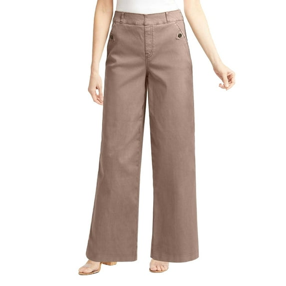 Sngxgn Women Stretch Pants Casual Work Lounge Pant Fashion Button Office High Waist Straight(Brown,L)