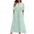 thumbnail image 1 of Sngxgn Women Summer Dress Sleeveless Casual Button V Neck Midi Long Dress Beach Dress(Green,XL), 1 of 5