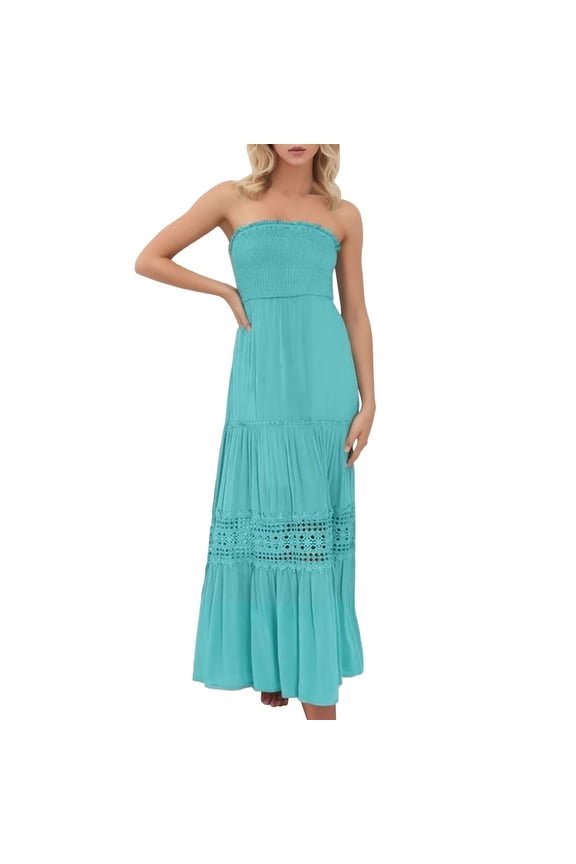 Women Summer Satin Strapless Dress Sexy Backless Bodycon Elegant Dresses(Mint Green,XXL)