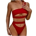 thumbnail image 1 of Sngxgn Women Swimsuit Bikini Set High Waisted Drawstring Two Piece Bathing Suit(Red,M), 1 of 7