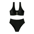 thumbnail image 1 of Sngxgn Women Swimsuit Bikini Set Two Piece Bathing Suit Strappy Side with Spaghetti Straps(Black,M), 1 of 4