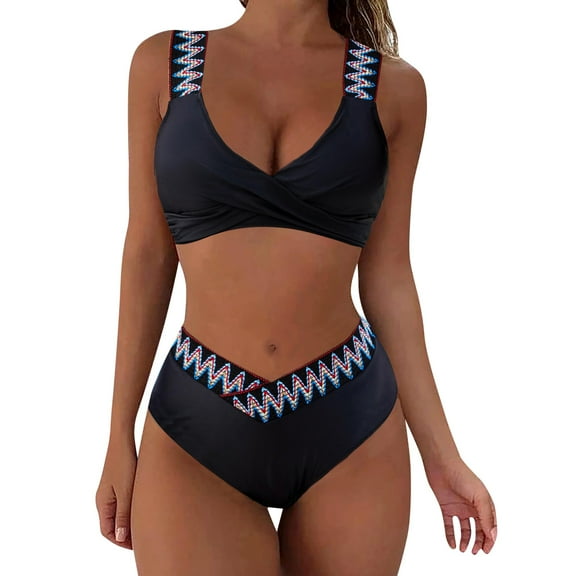 Sngxgn Women Swimsuit Bikini Women Skinny Swimsuit Bikini Split Swimwear(Black,XL)